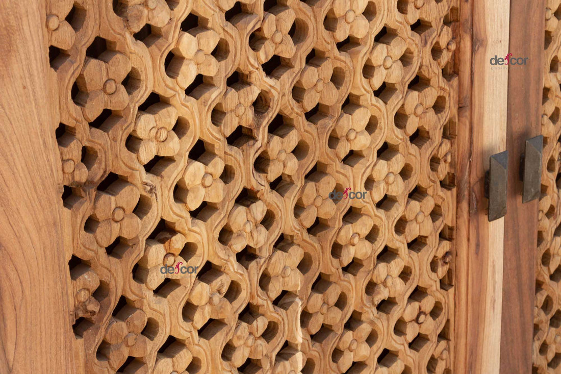 Reclaimed Teak Floral Jali Buffet Cabinet