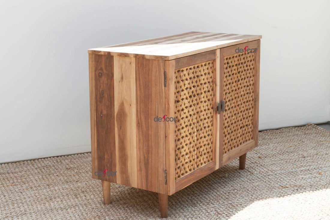 Reclaimed Teak Floral Jali Buffet Cabinet