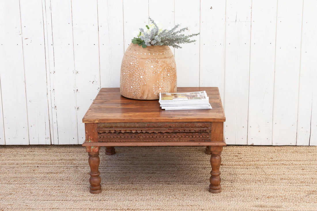 Rana Carved Square Teak Table
