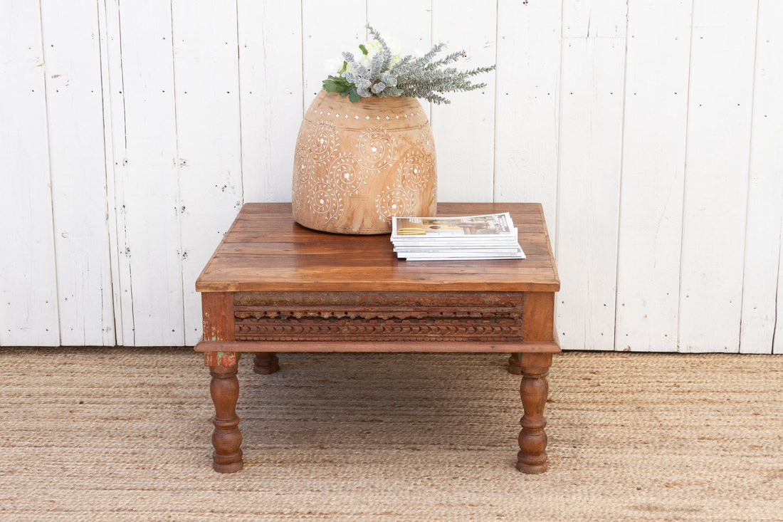 Rana Carved Square Teak Table