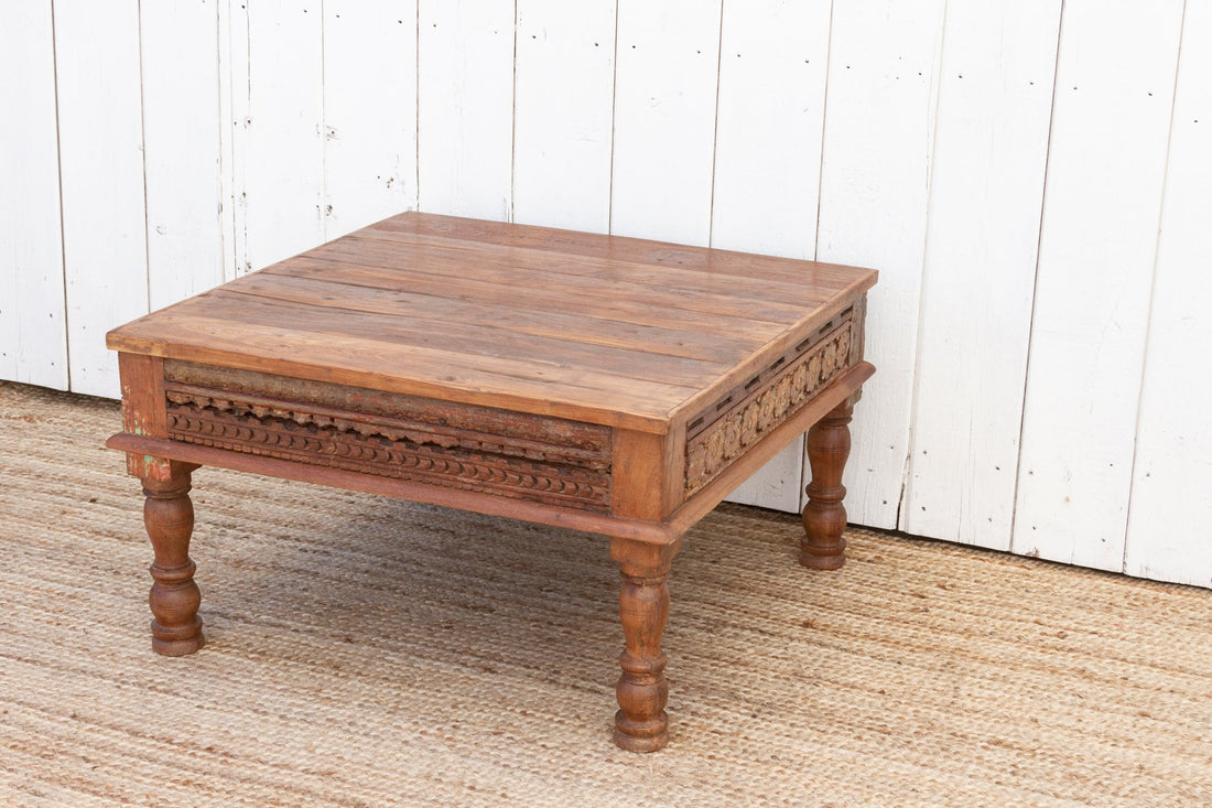 Rana Carved Square Teak Table
