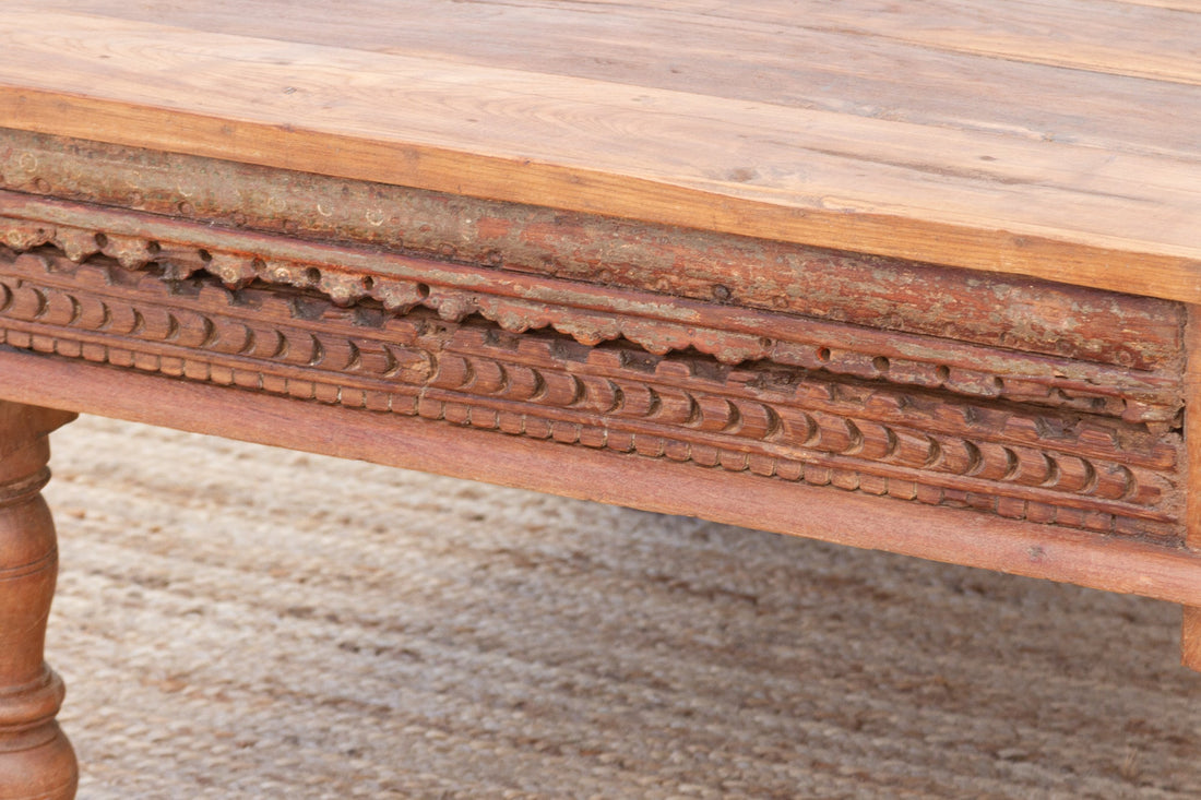 Rana Carved Square Teak Table