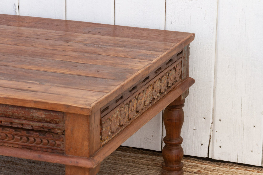 Rana Carved Square Teak Table