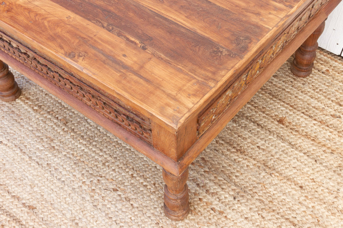 Rana Carved Square Teak Table