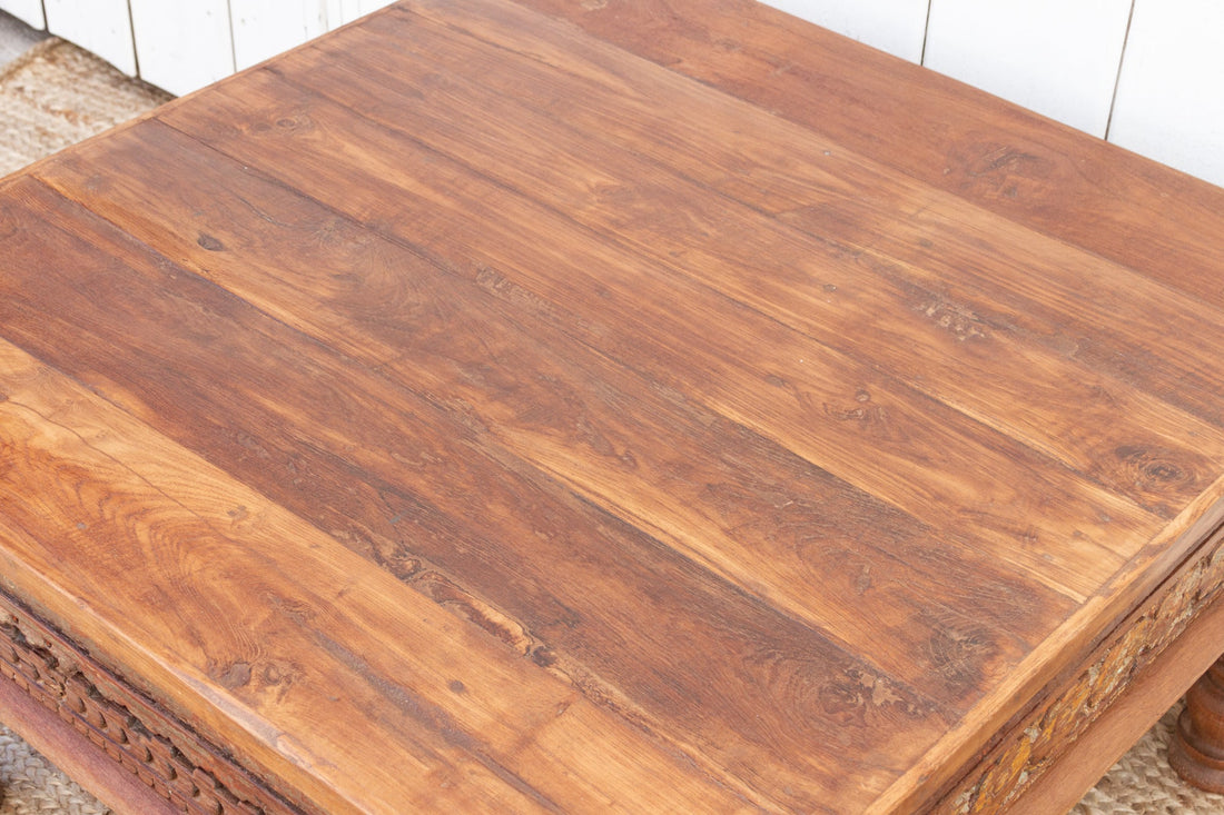 Rana Carved Square Teak Table