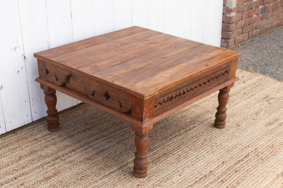 Rana Carved Square Teak Table