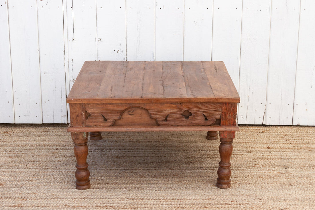 Rana Carved Square Teak Table