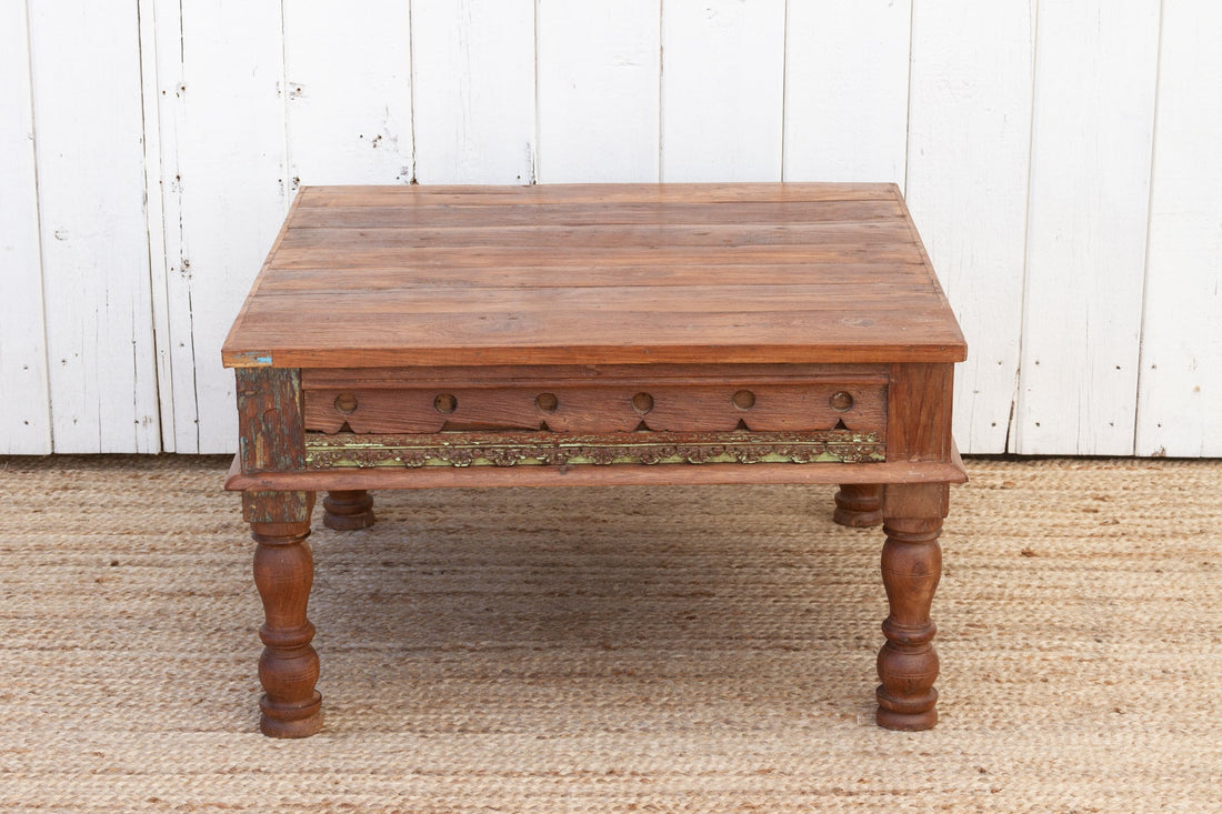 Rana Carved Square Teak Table