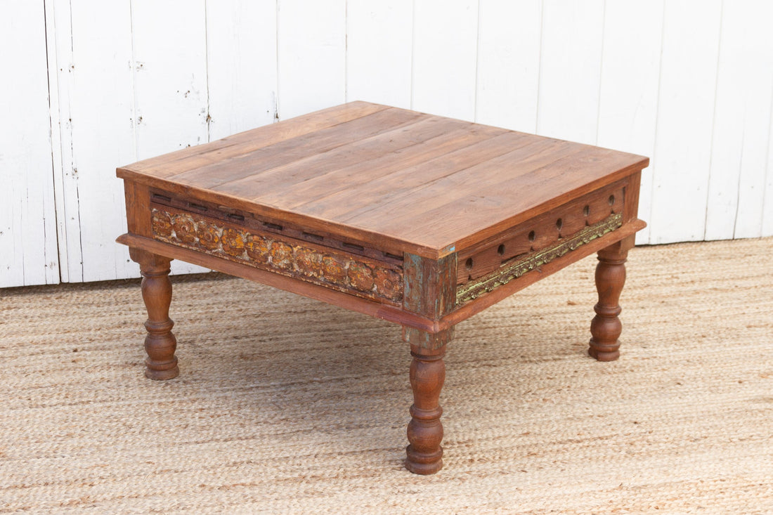Rana Carved Square Teak Table