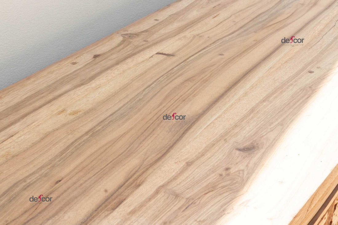 Long Reclaimed Teak Carved 8-Drawer Dresser