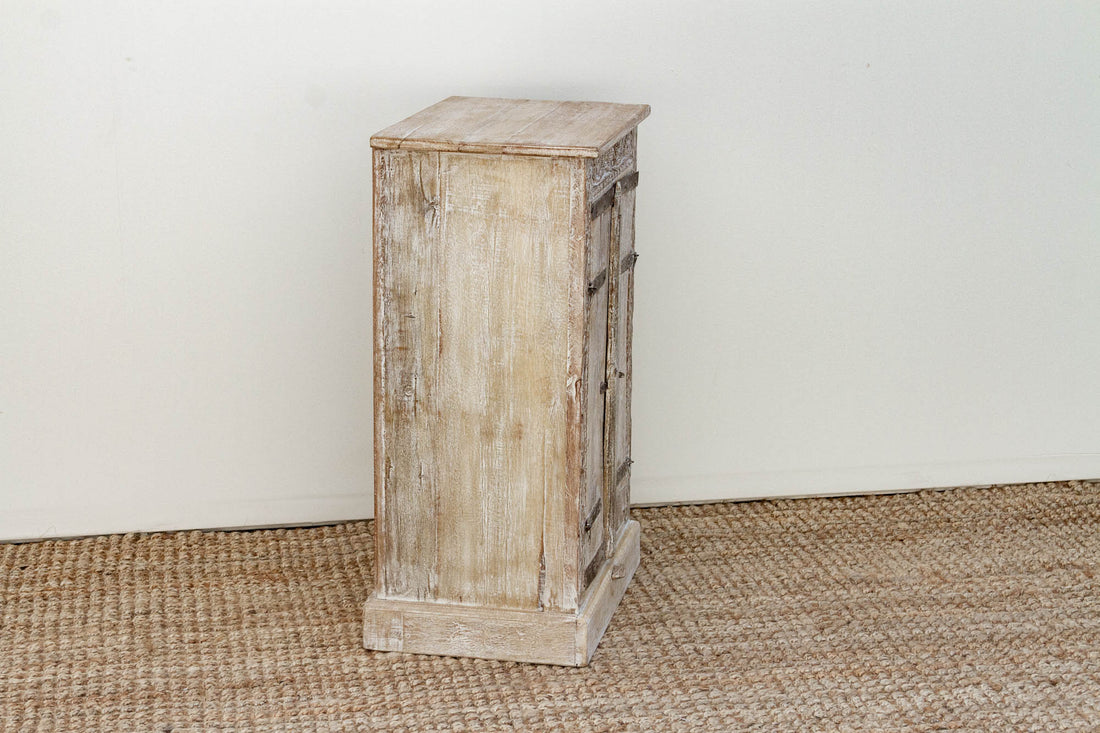 Primitive Teak & Metal Carved Cabinet