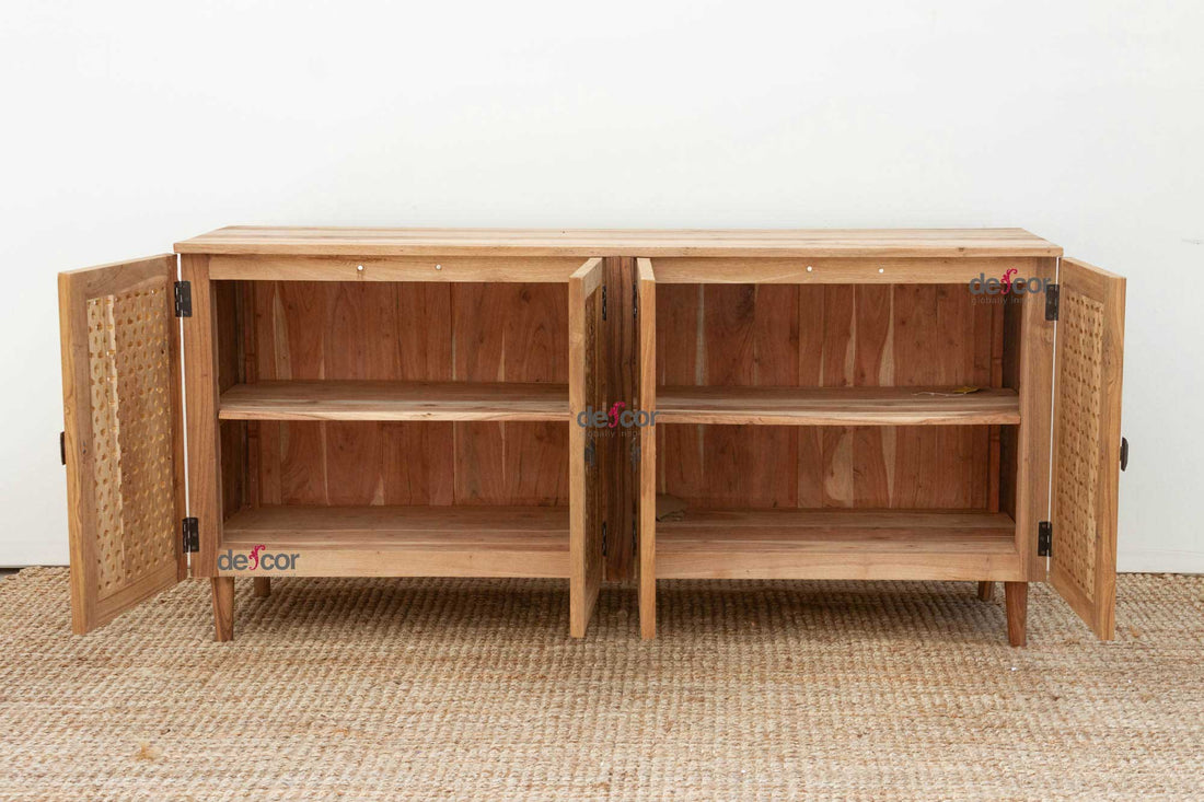 Reclaimed Teak Carved Floral Jali Sideboard