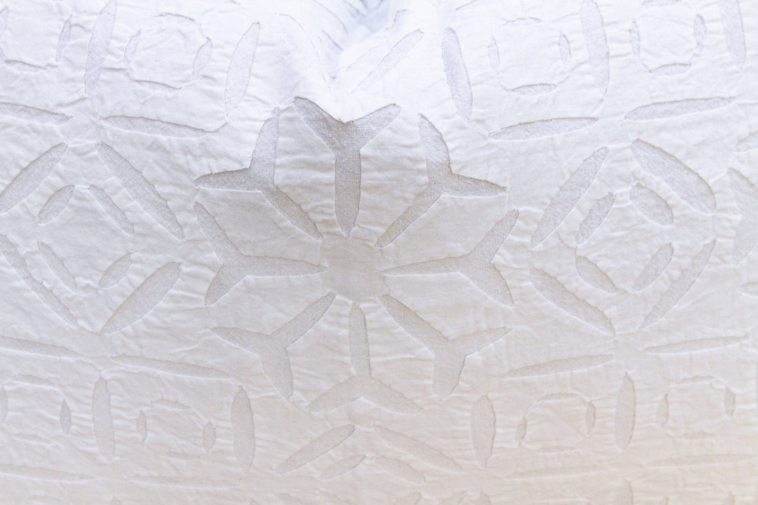 Linen Mist Lumbar Applique Pillow Cover