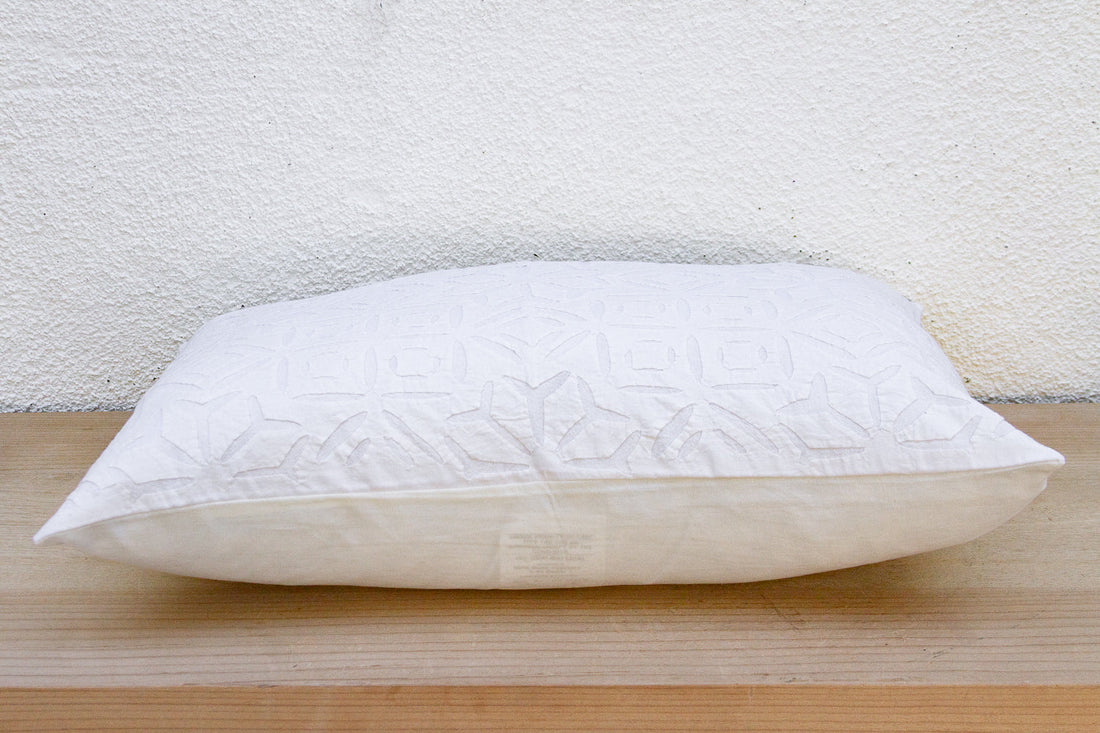 Linen Mist Lumbar Applique Pillow Cover