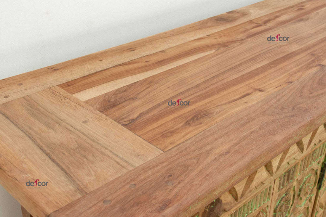 Rustic Handcarved Coromandel Teak Credenza