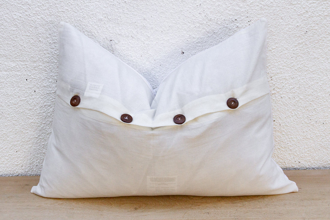 Linen Mist Lumbar Applique Pillow Cover