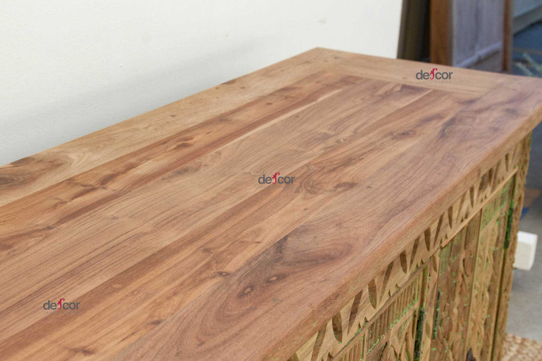 Rustic Handcarved Coromandel Teak Credenza