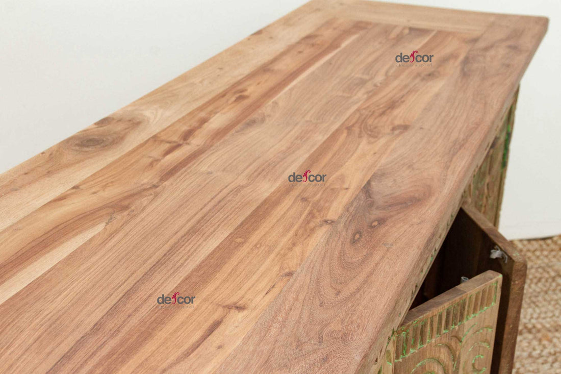Rustic Handcarved Coromandel Teak Credenza