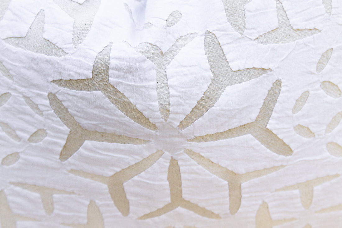 Almond Linen Lumbar Applique Pillow Cover