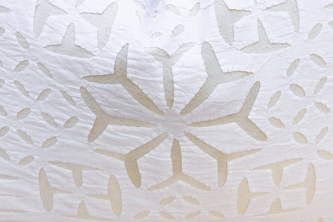 Almond Linen Lumbar Applique Pillow Cover