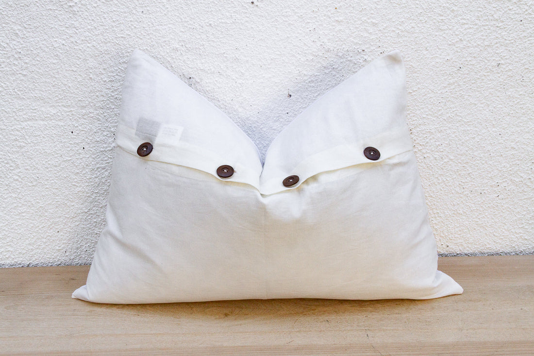 Almond Linen Lumbar Applique Pillow Cover