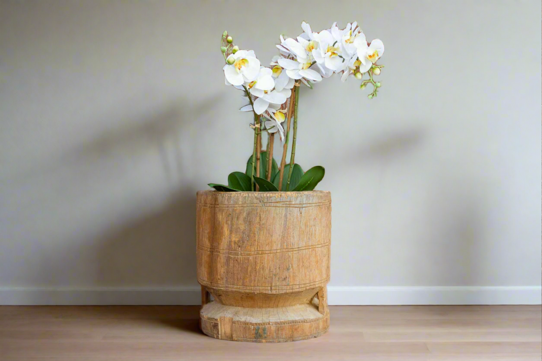 Primitive Indian Teak Grinder Pot (Trade)
