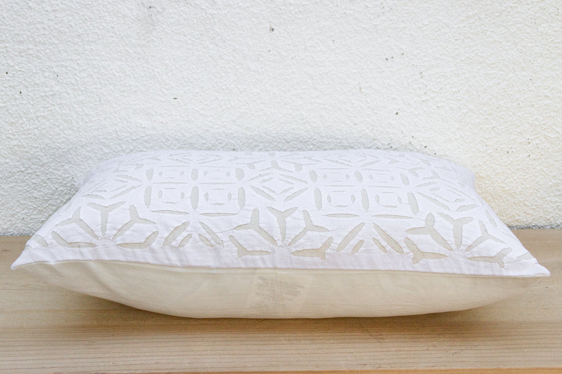Moonlit Linen Lumbar Applique Pillow Cover