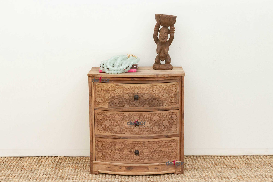 Small Reclaimed Teak Carved Dresser