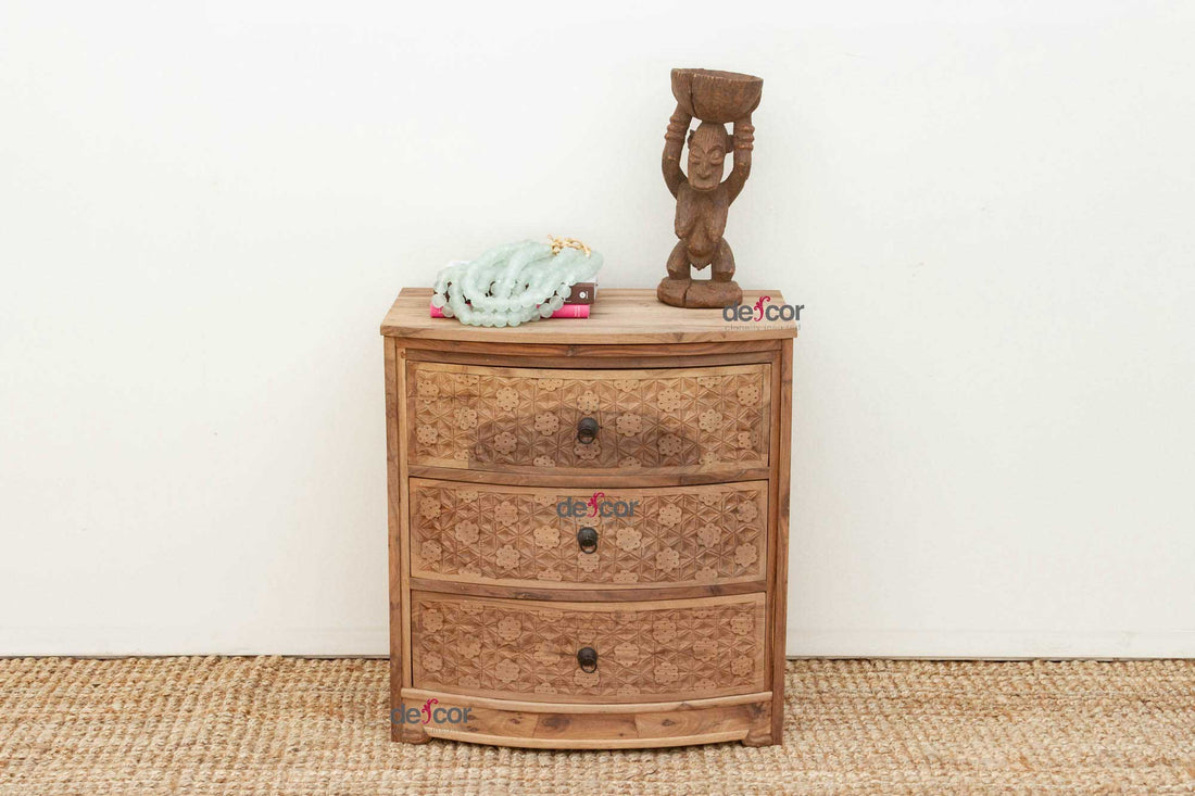 Small Reclaimed Teak Carved Dresser