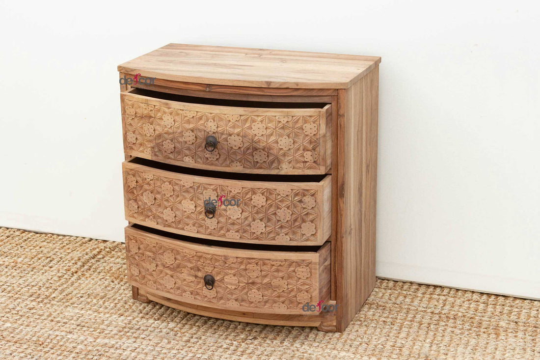 Small Reclaimed Teak Carved Dresser