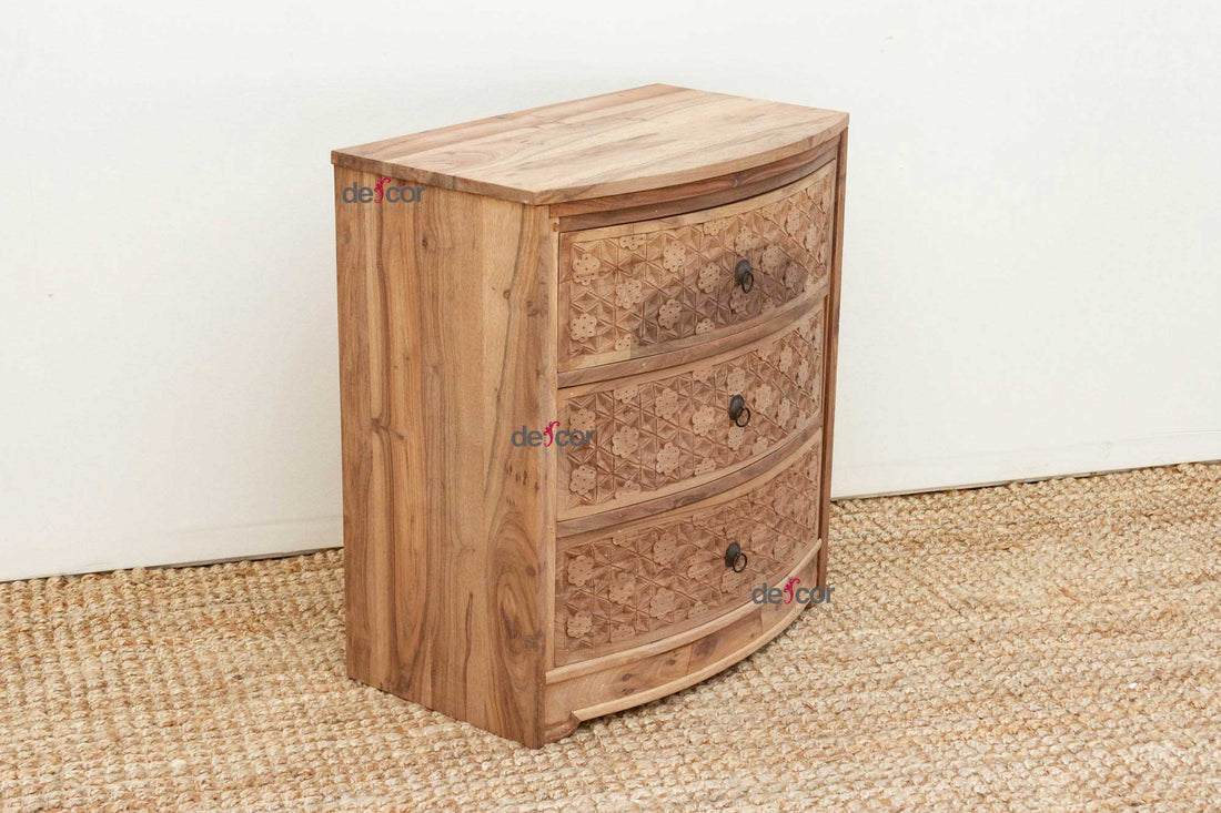 Small Reclaimed Teak Carved Dresser