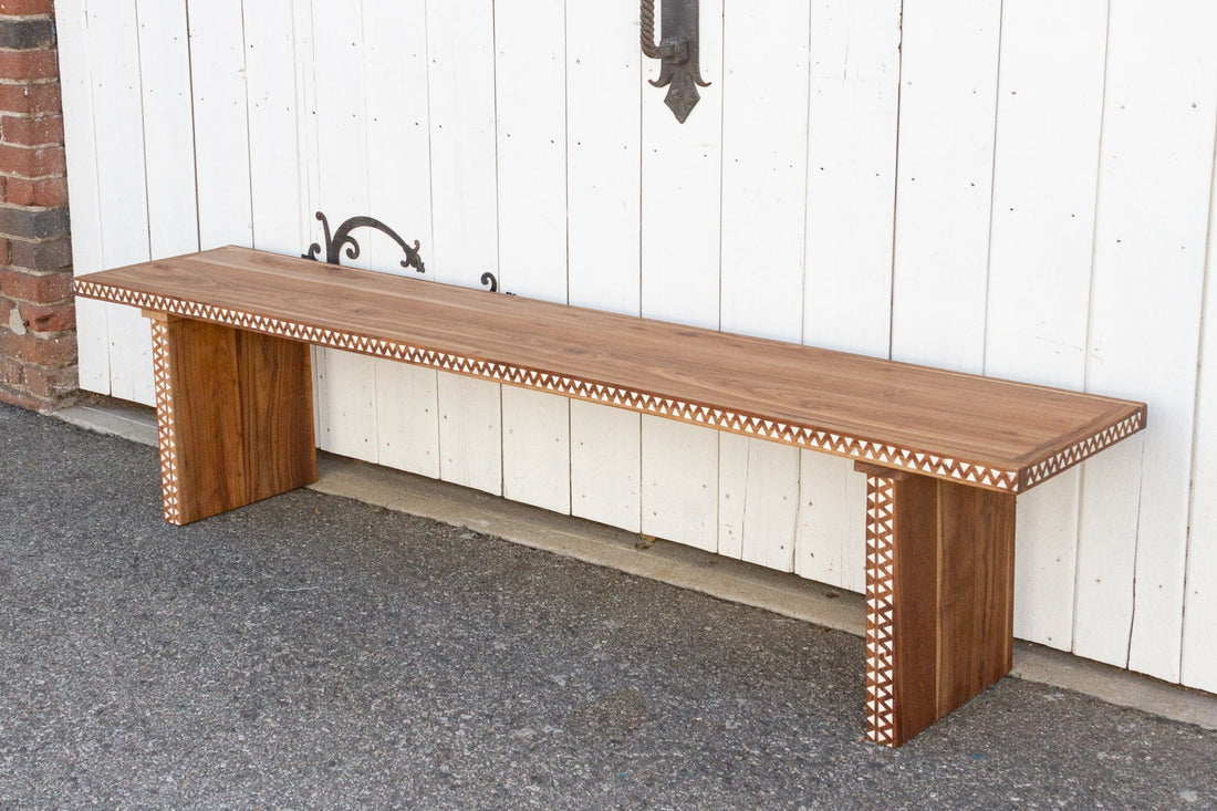 Reclaimed Teak Long Mother of Pearl Bench