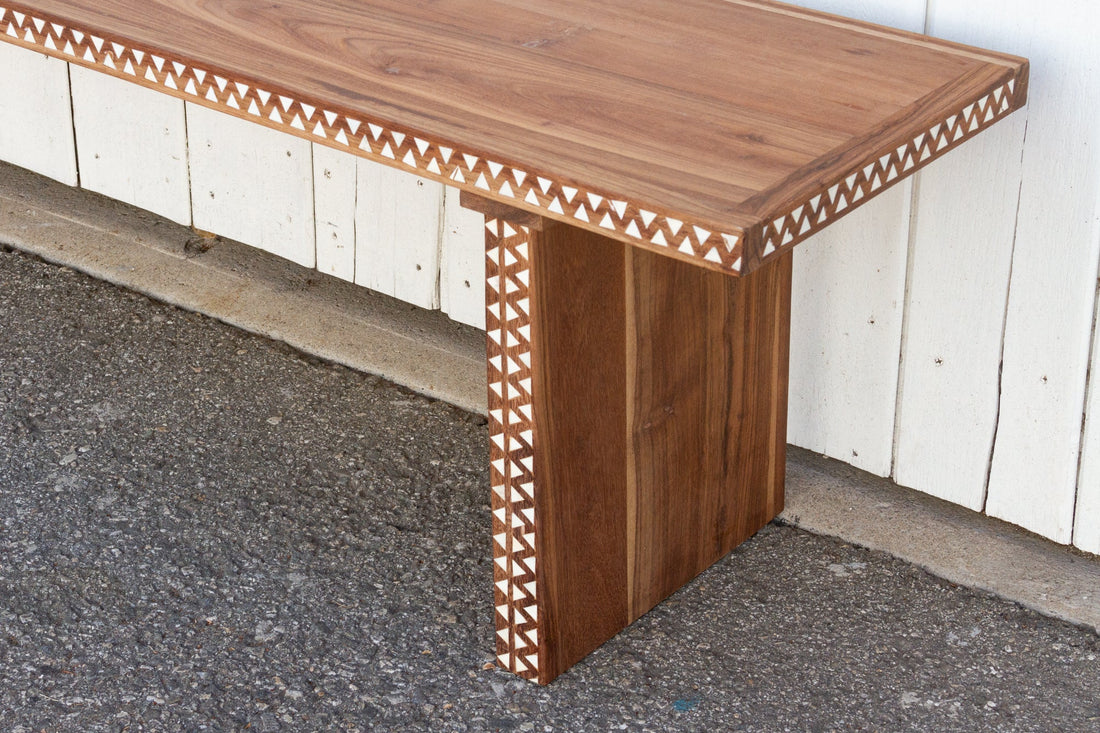 Reclaimed Teak Long Mother of Pearl Bench