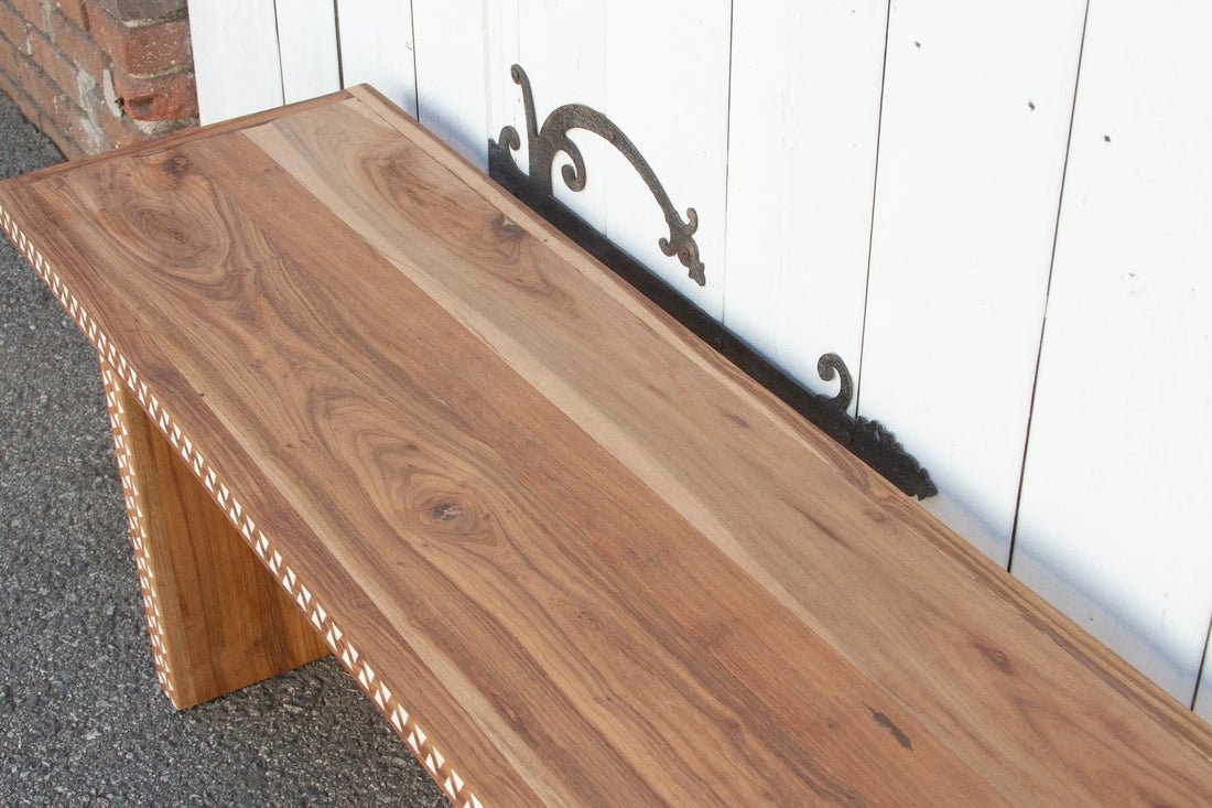 Reclaimed Teak Long Mother of Pearl Bench