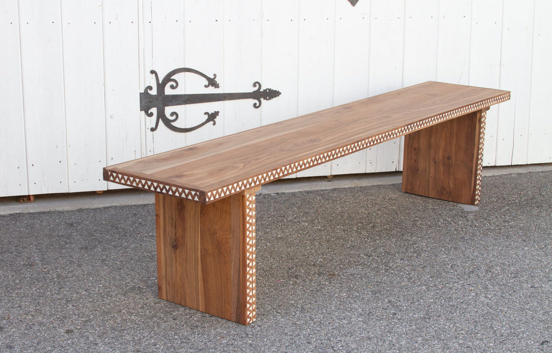 Reclaimed Teak Long Mother of Pearl Bench