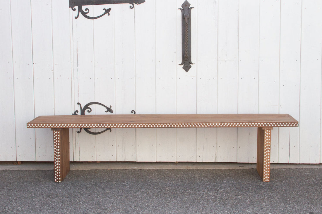 Reclaimed Teak Long Mother of Pearl Bench