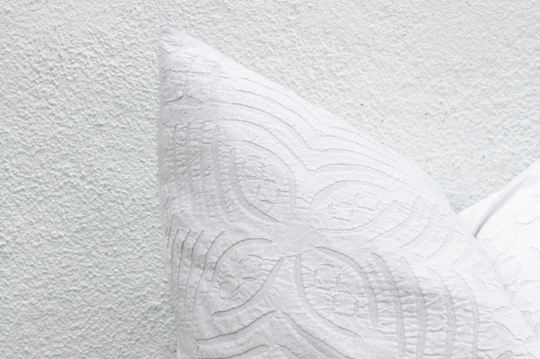 Linen Horizon Large Applique Pillow Cover