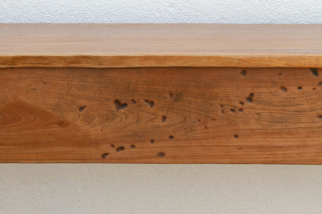 Beautifully Carved Single Slab Top Teak Console