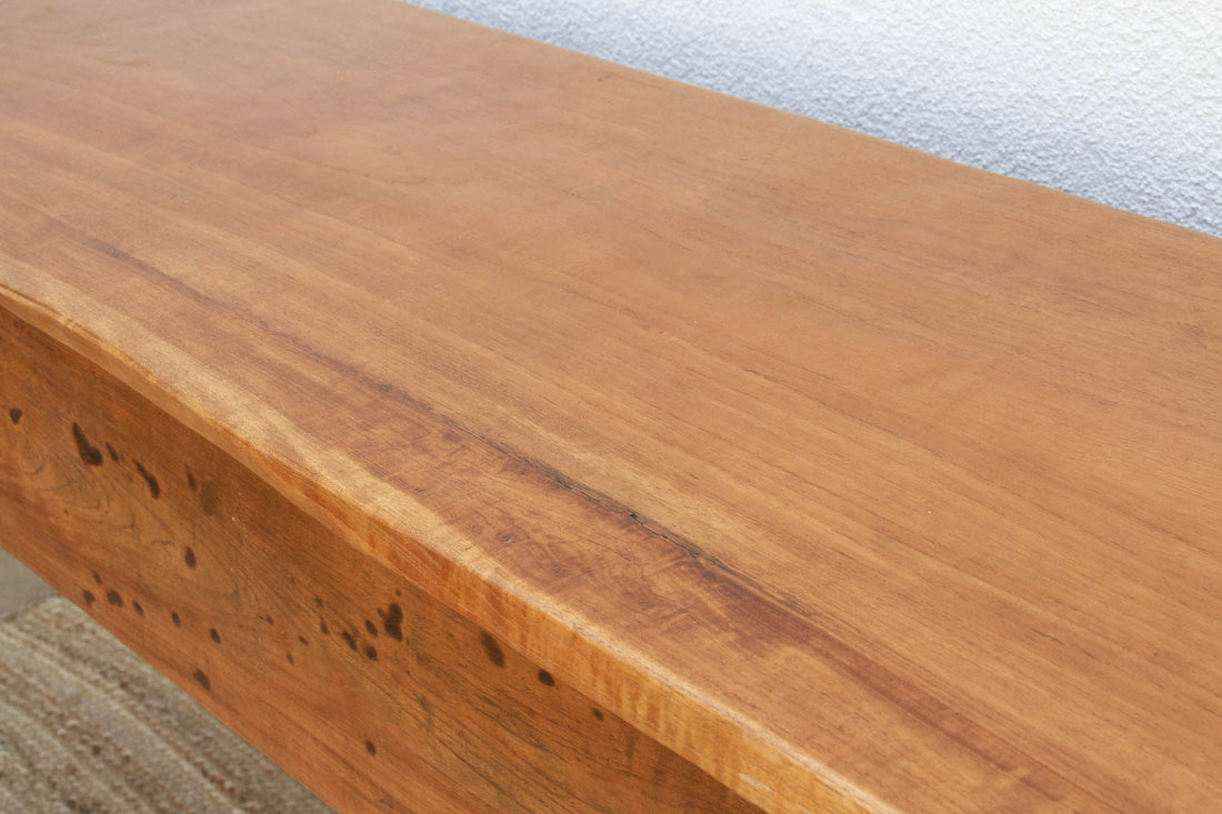 Beautifully Carved Single Slab Top Teak Console