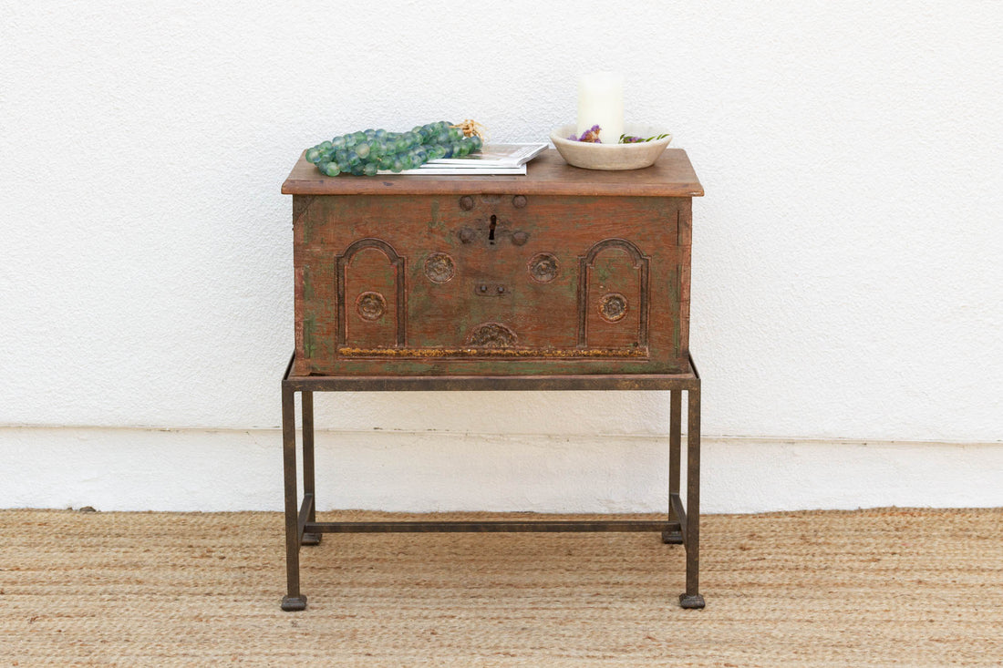 19th Century Teak Cash Box End Table