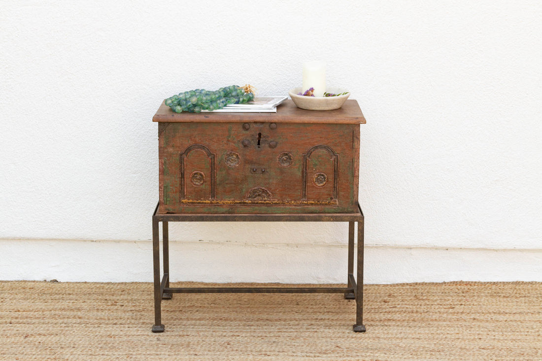 19th Century Teak Cash Box End Table