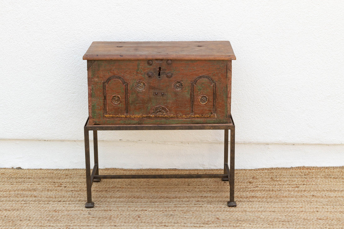 19th Century Teak Cash Box End Table