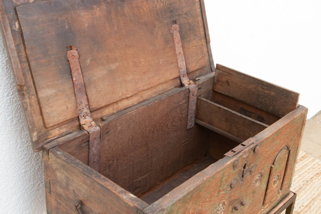 19th Century Teak Cash Box End Table