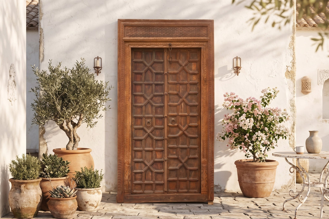 Antique Indian Haveli Portal Carved Teak Door