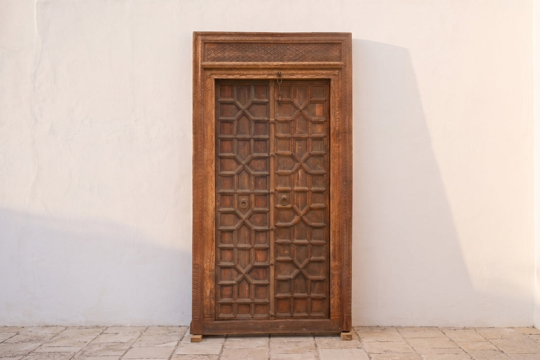 Antique Indian Haveli Portal Carved Teak Door