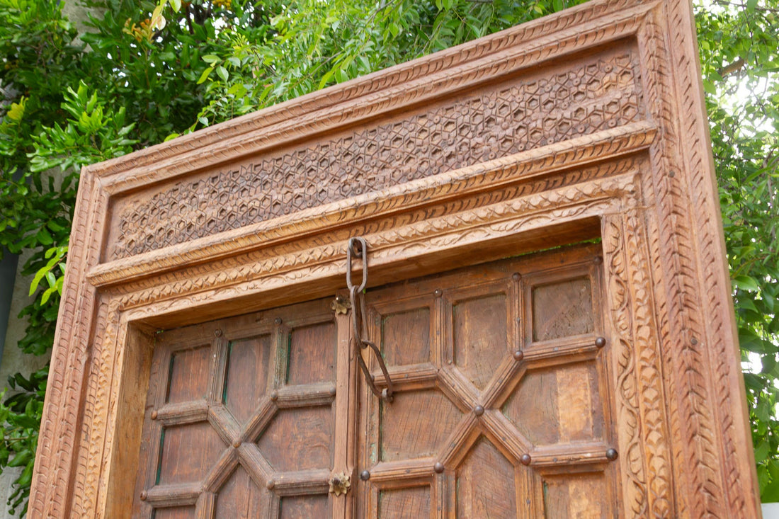 Antique Indian Haveli Portal Carved Teak Door