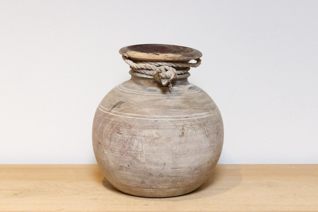 Vintage Indian Teak Water Pot-Nela