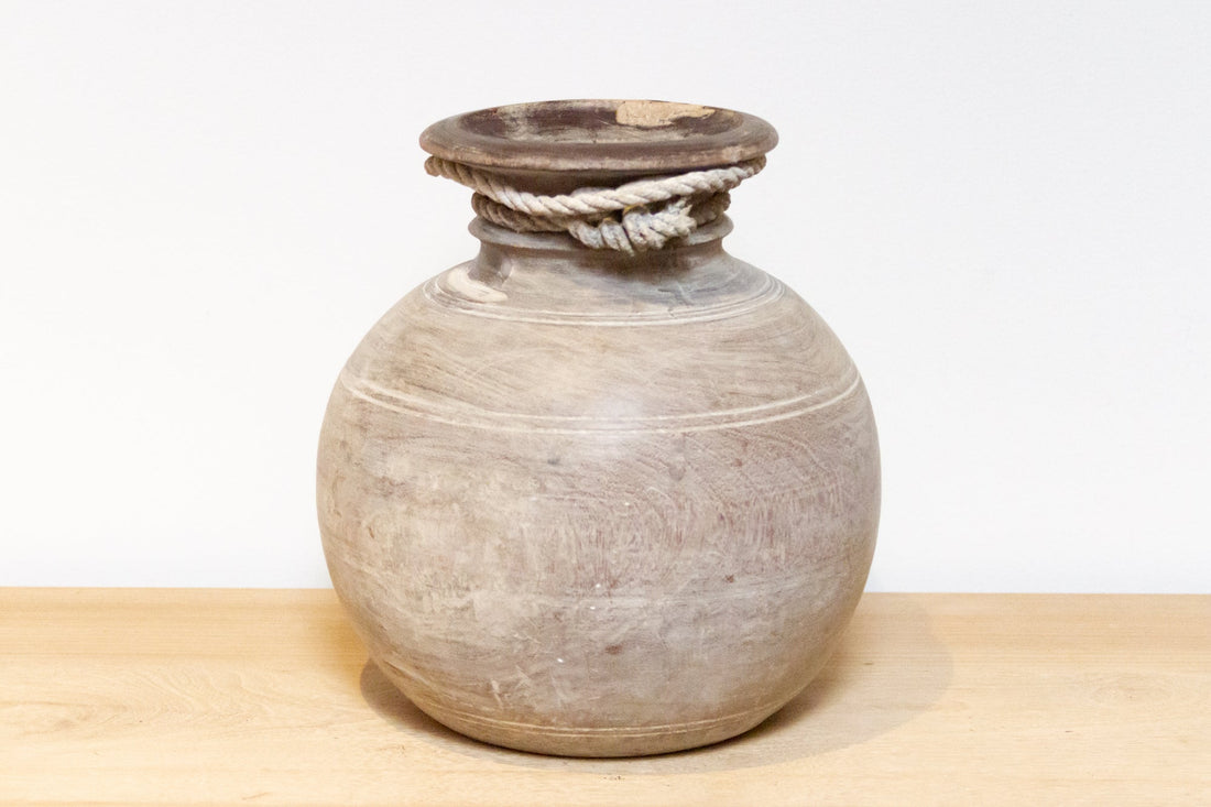 Vintage Indian Teak Water Pot-Nela