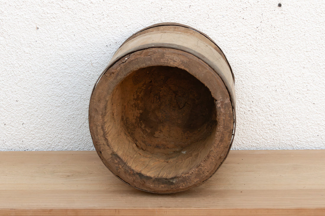 Monumental Primitive Teak & Metal Mortar