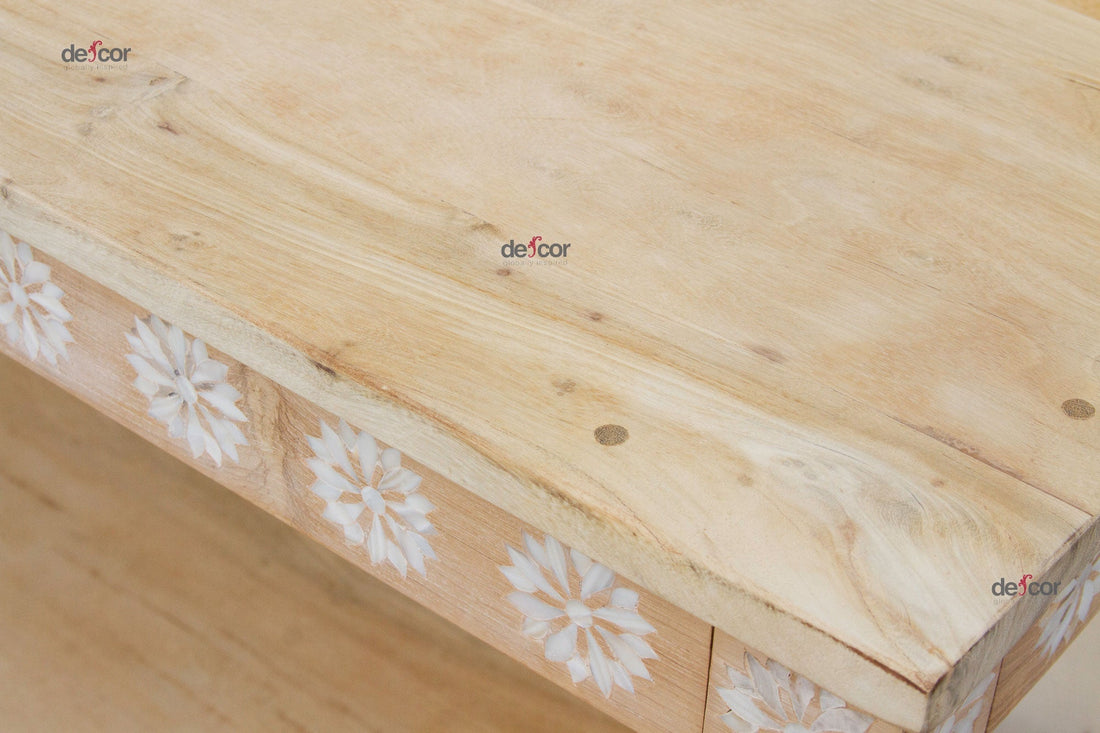 Bleached Teak Blossom Inlaid Console (Trade)